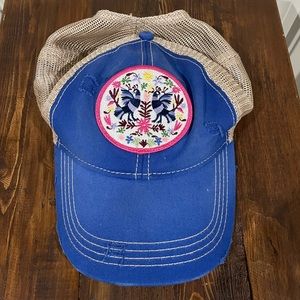 NEW - Distressed Judith March floral patch trucker cap